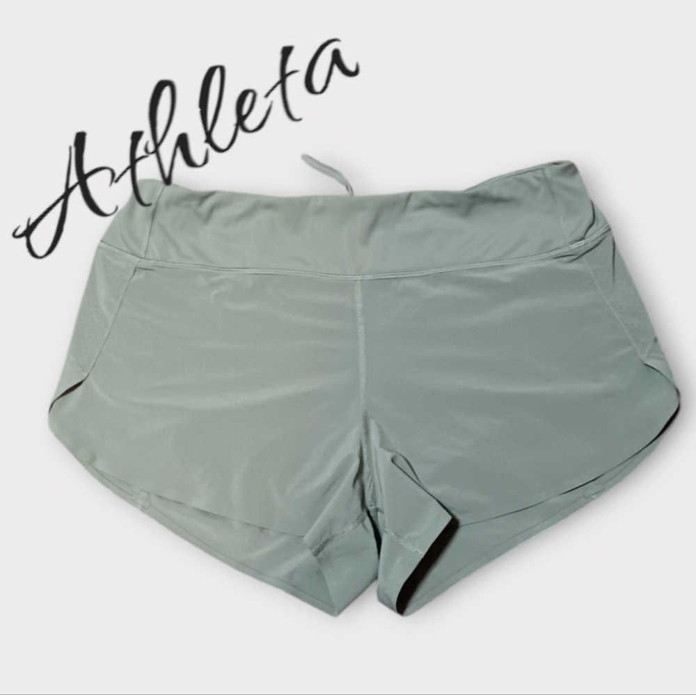 ❤️ATHLETA WOMEN'S SIZE LARGE SAGE GREEN BACK ZIPPER POCKET DRAWSTRING SHO…